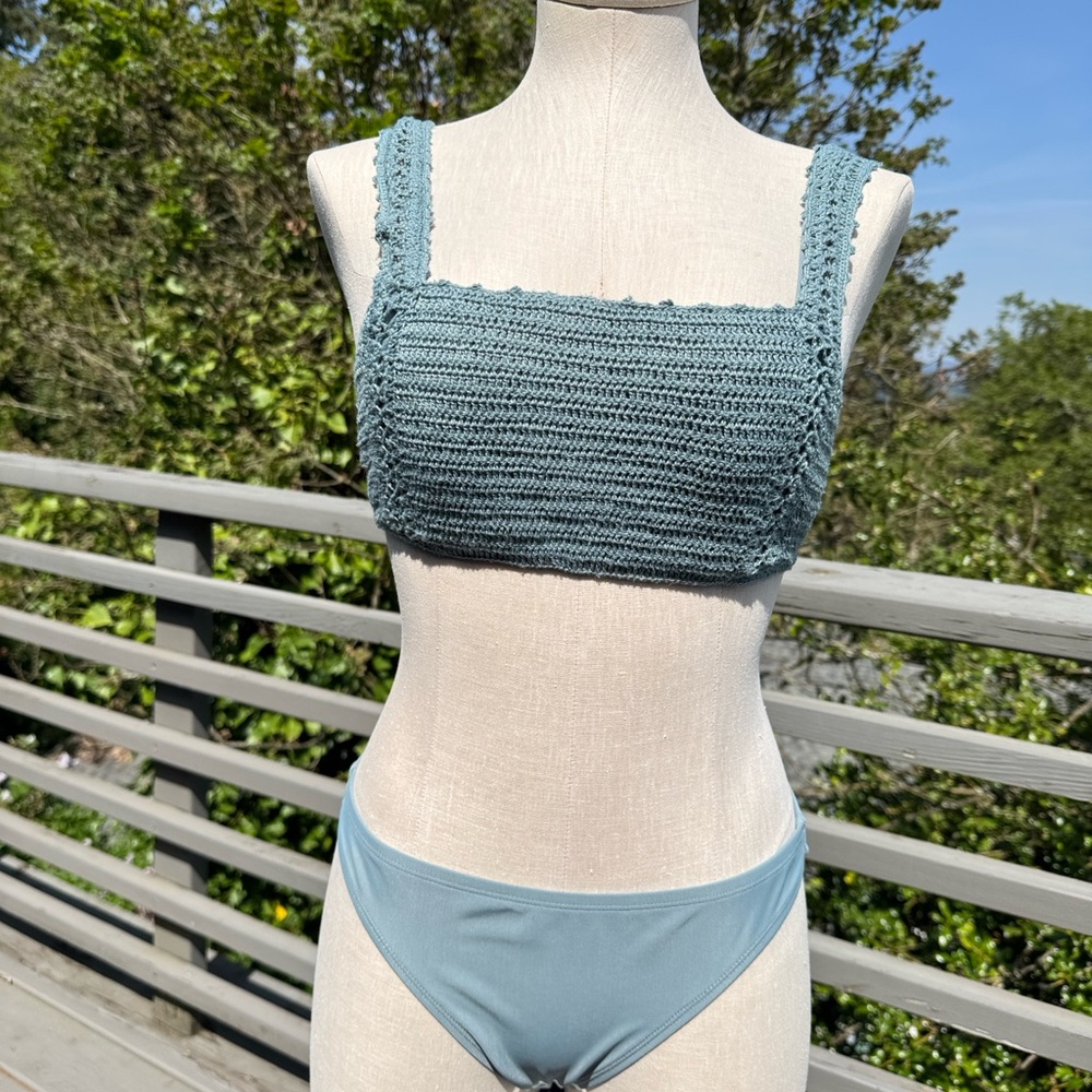 Xhilaration Blue Textured Bikini Set Swimwear